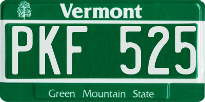VT license plate PKF525