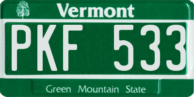 VT license plate PKF533