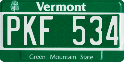 VT license plate PKF534