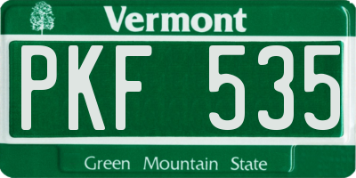 VT license plate PKF535