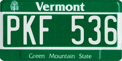 VT license plate PKF536