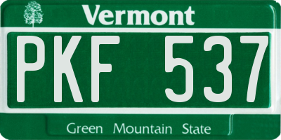 VT license plate PKF537