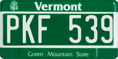 VT license plate PKF539