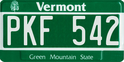 VT license plate PKF542