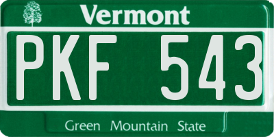 VT license plate PKF543