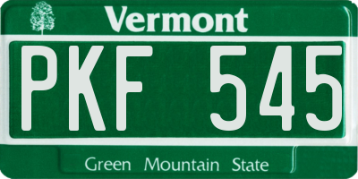 VT license plate PKF545