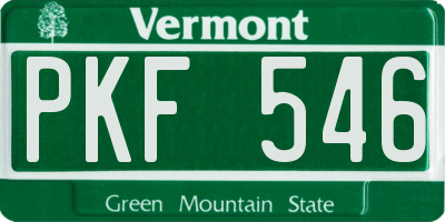 VT license plate PKF546