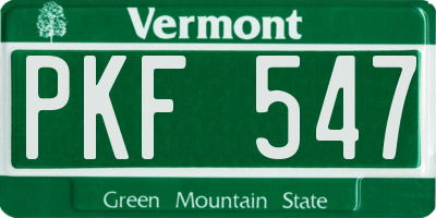 VT license plate PKF547