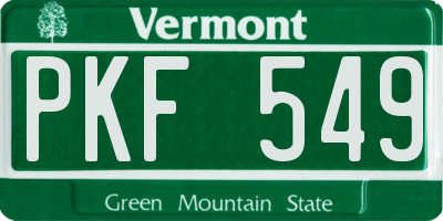 VT license plate PKF549