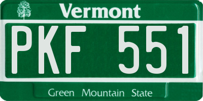 VT license plate PKF551