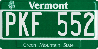 VT license plate PKF552
