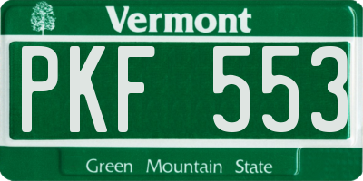 VT license plate PKF553