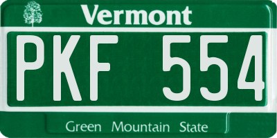 VT license plate PKF554