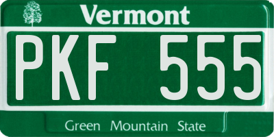 VT license plate PKF555