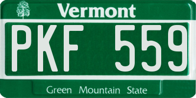 VT license plate PKF559