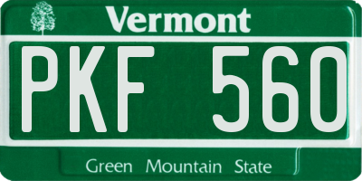 VT license plate PKF560