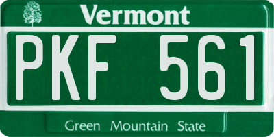 VT license plate PKF561
