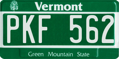 VT license plate PKF562