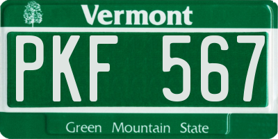 VT license plate PKF567