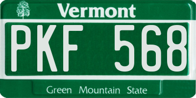 VT license plate PKF568