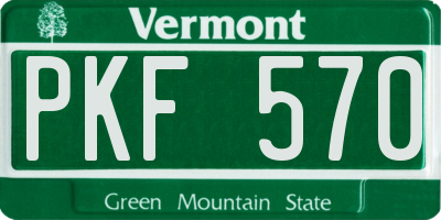 VT license plate PKF570
