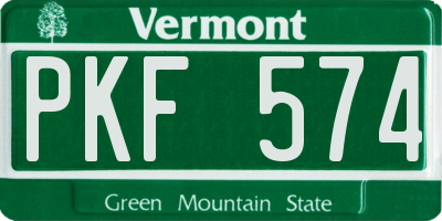 VT license plate PKF574
