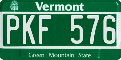 VT license plate PKF576