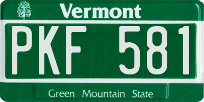 VT license plate PKF581