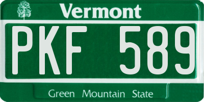 VT license plate PKF589