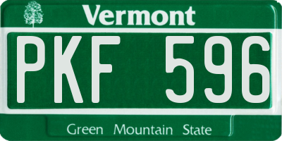 VT license plate PKF596