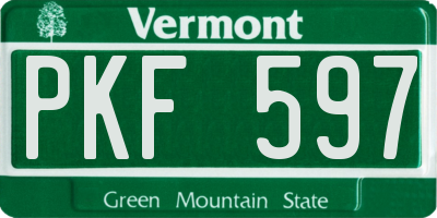 VT license plate PKF597
