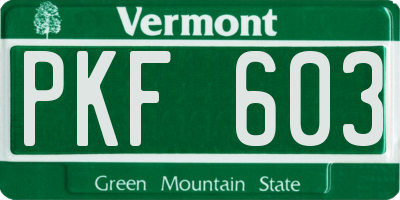 VT license plate PKF603