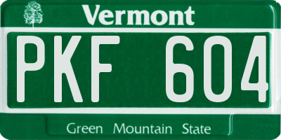 VT license plate PKF604