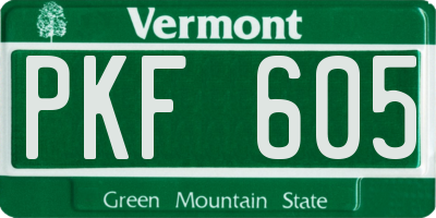 VT license plate PKF605