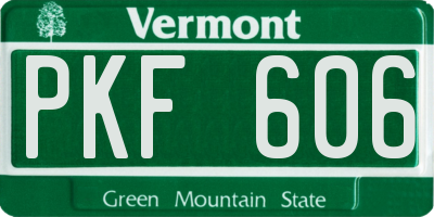 VT license plate PKF606
