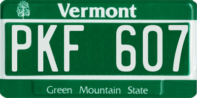 VT license plate PKF607