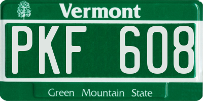 VT license plate PKF608