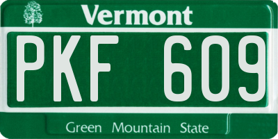 VT license plate PKF609