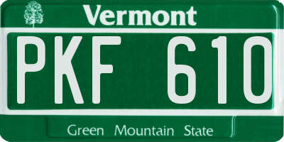 VT license plate PKF610