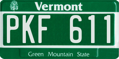 VT license plate PKF611