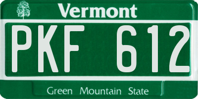 VT license plate PKF612