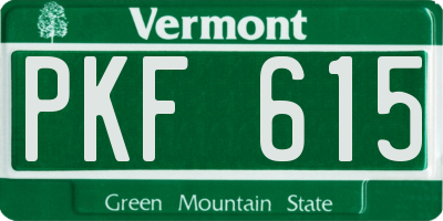 VT license plate PKF615
