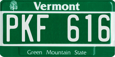 VT license plate PKF616