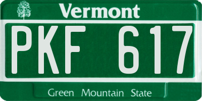 VT license plate PKF617