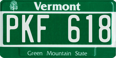 VT license plate PKF618