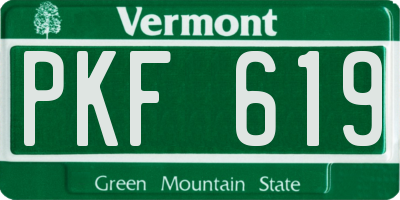 VT license plate PKF619