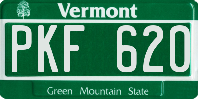 VT license plate PKF620