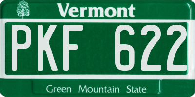 VT license plate PKF622