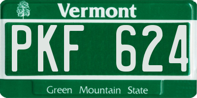 VT license plate PKF624