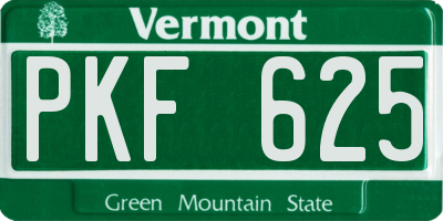 VT license plate PKF625